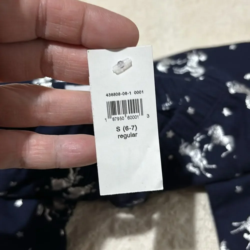 Gap S 6/7 navy blue silver unicorn leggings nwt perfect cotton spandex stretchy